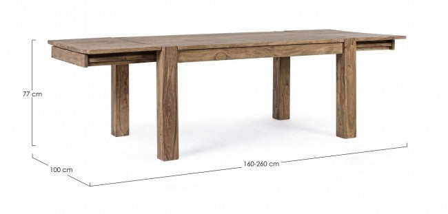 Mesa comedor extensible madera sheesham 160-260cm
