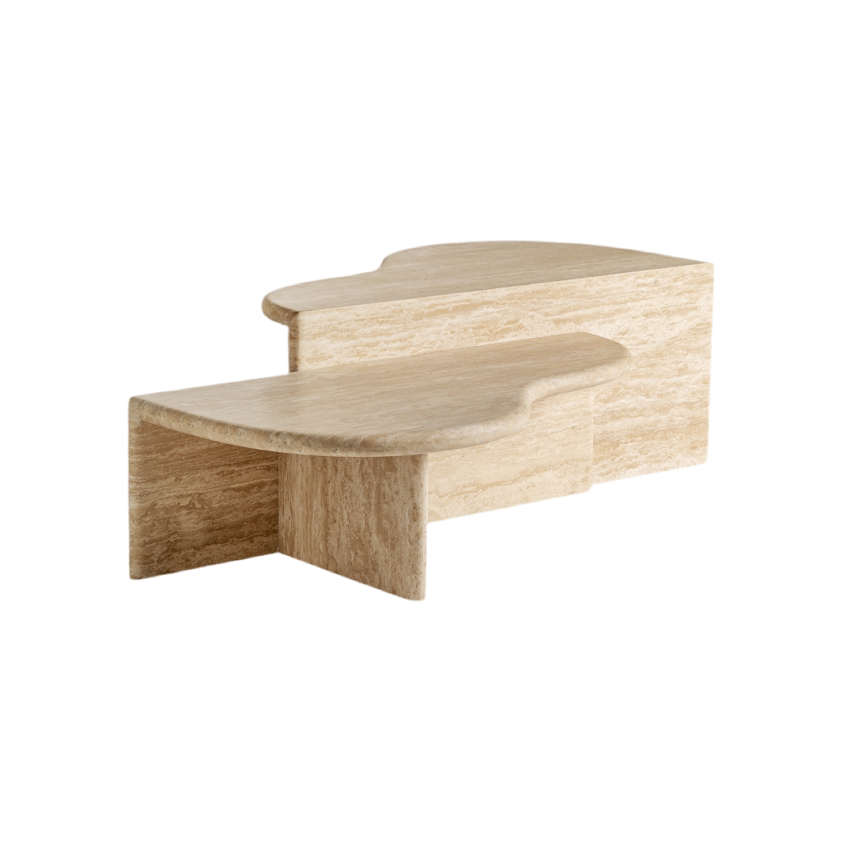 MESA DE CENTRO EN MÁRMOL TRAVERTINO