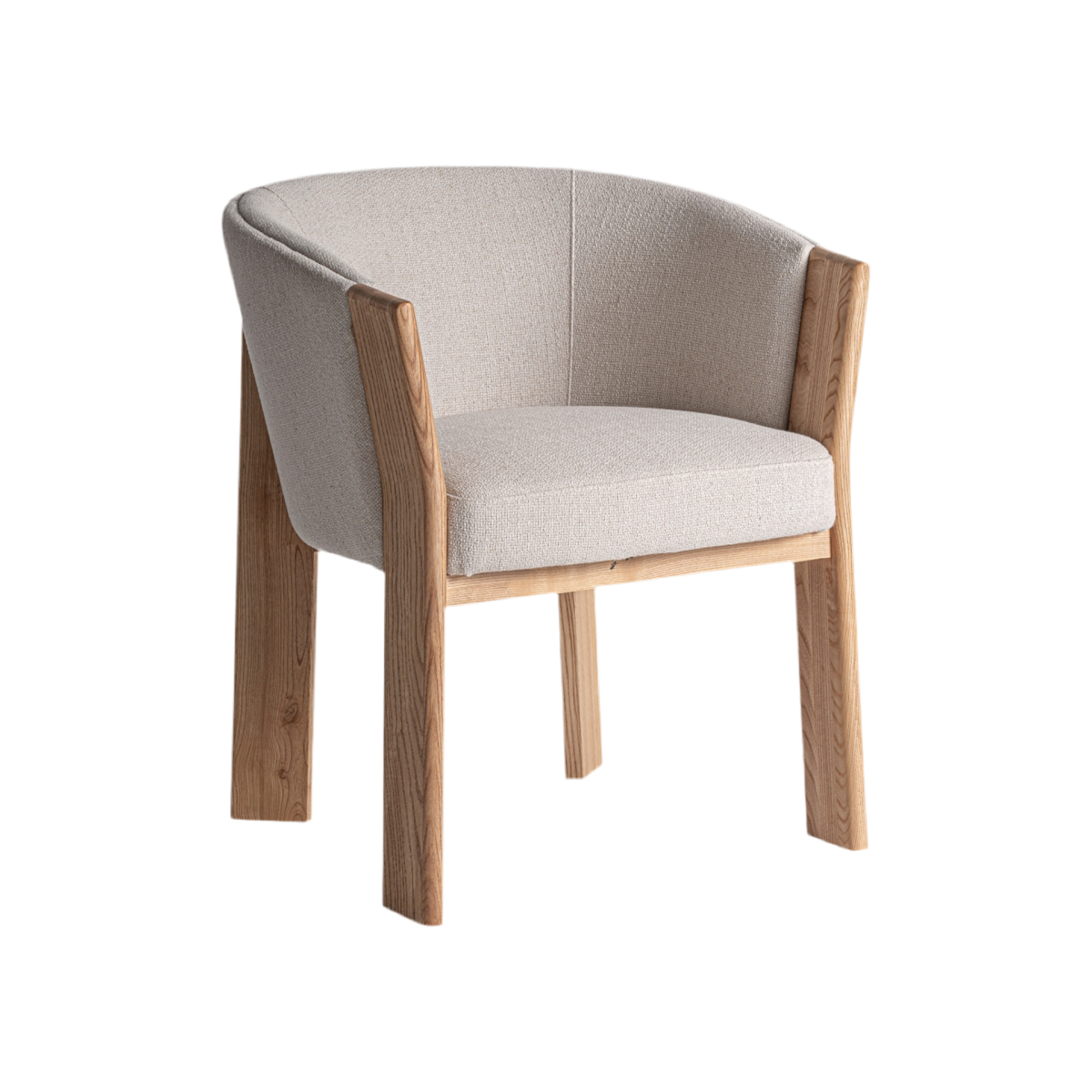 Silla tapizada con respaldo curvo.