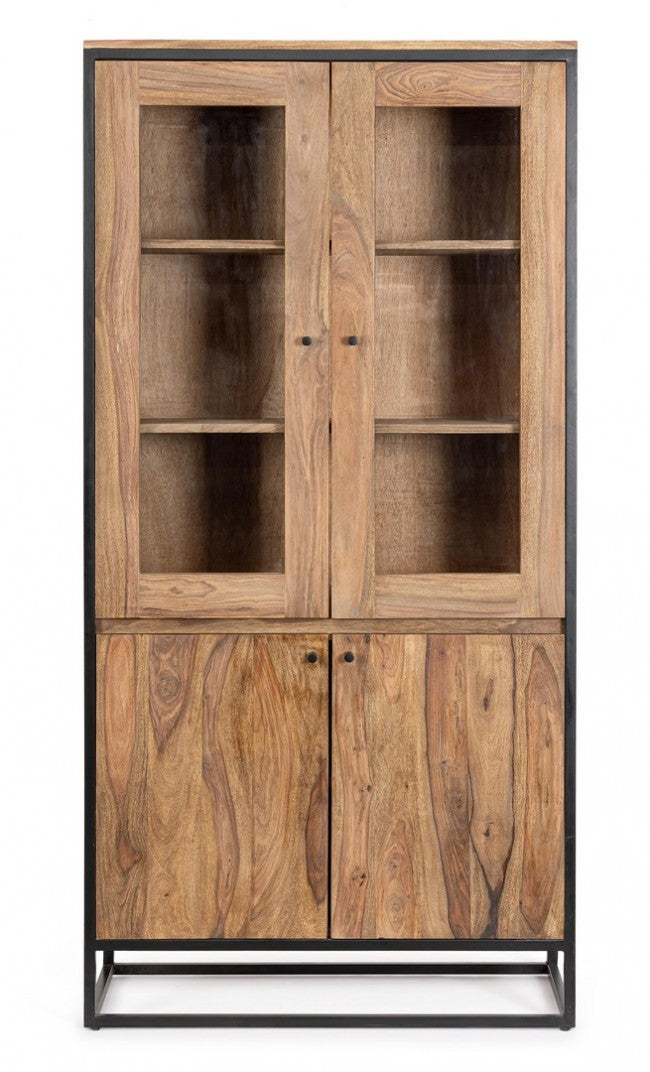 VITRINA MADERA SHEESHAM / ACERO