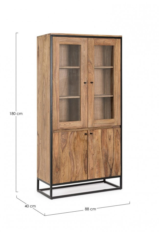 VITRINA MADERA SHEESHAM / ACERO