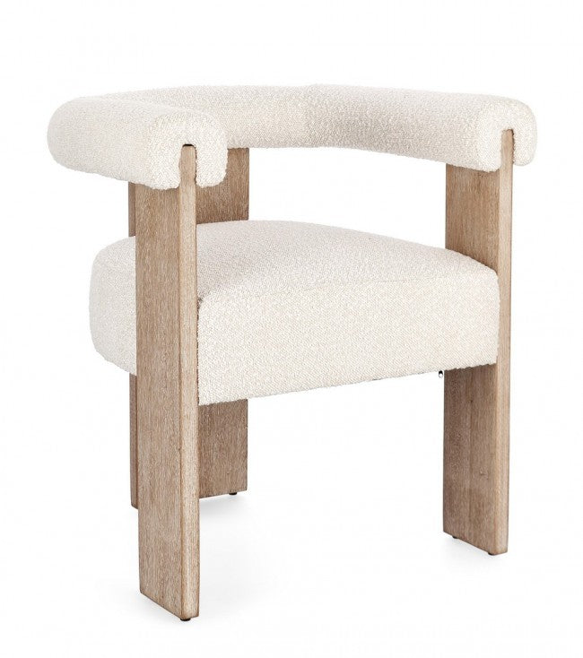 Silla tejido bouclé / rubberwood