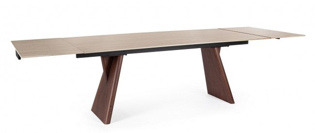 Mesa comedor extensible gres porcelánico / nogal 200-300cm