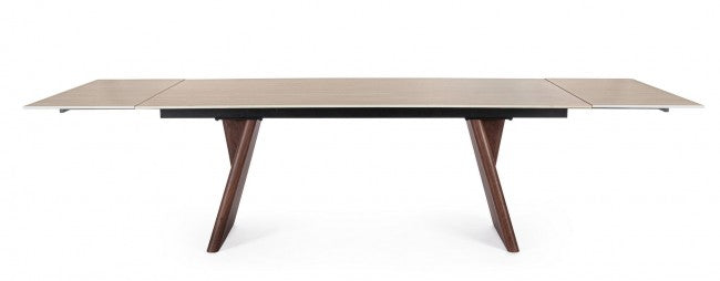 Mesa comedor extensible gres porcelánico / nogal 200-300cm