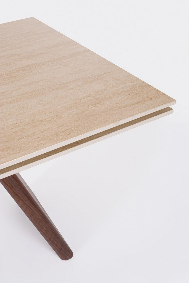 Mesa comedor extensible gres porcelánico / nogal 200-300cm