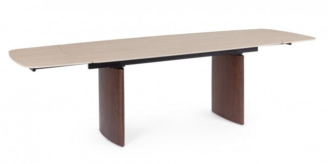 Mesa comedor extensible gres porcelánico / nogal 180-260cm