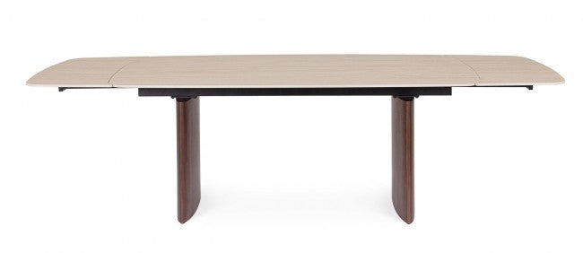 Mesa comedor extensible gres porcelánico / nogal 180-260cm