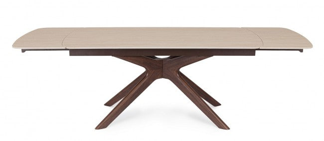 Mesa comedor extensible gres porcelánico / nogal 170-250cm