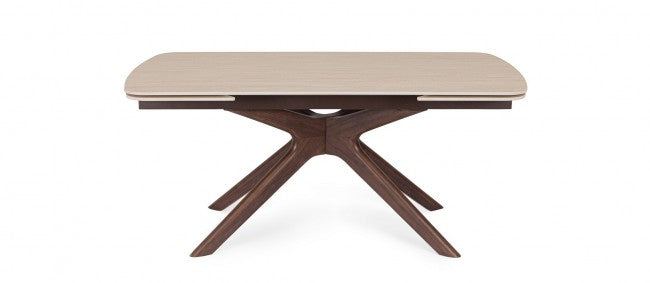Mesa comedor extensible gres porcelánico / nogal 170-250cm