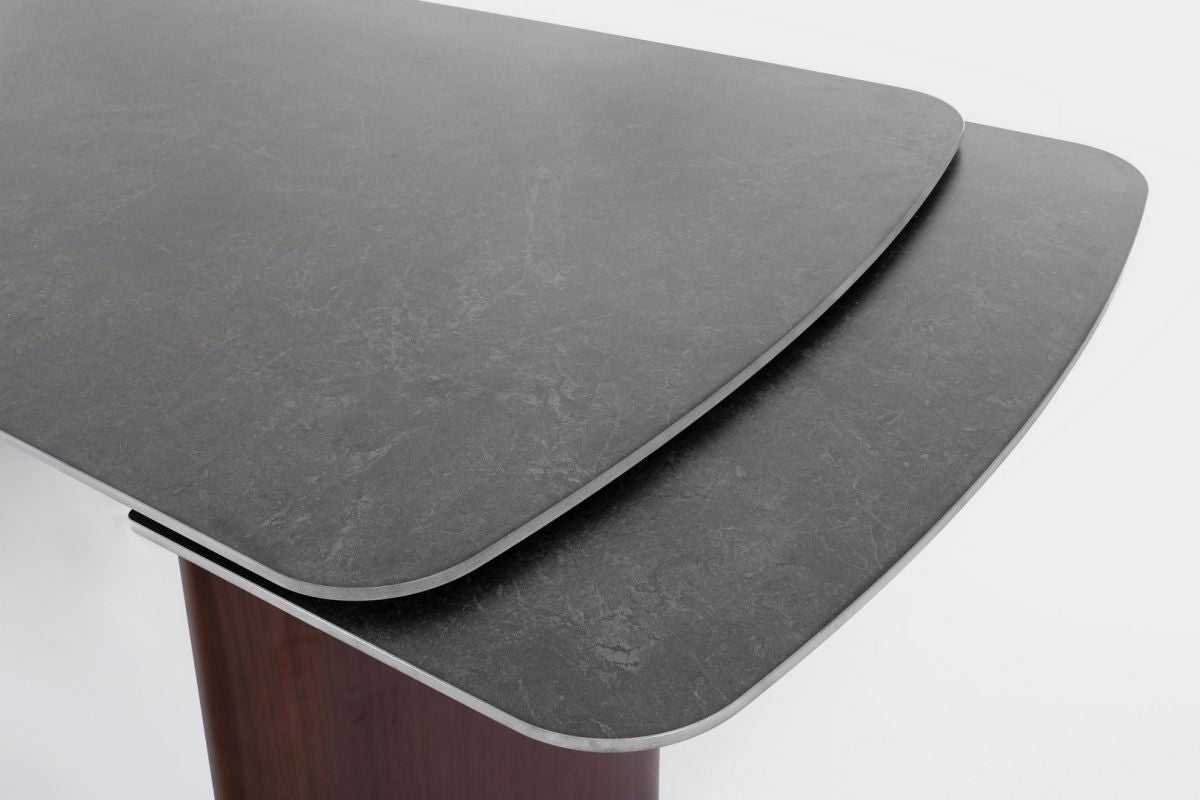 Mesa comedor extensible gres porcelánico / nogal 180-260cm