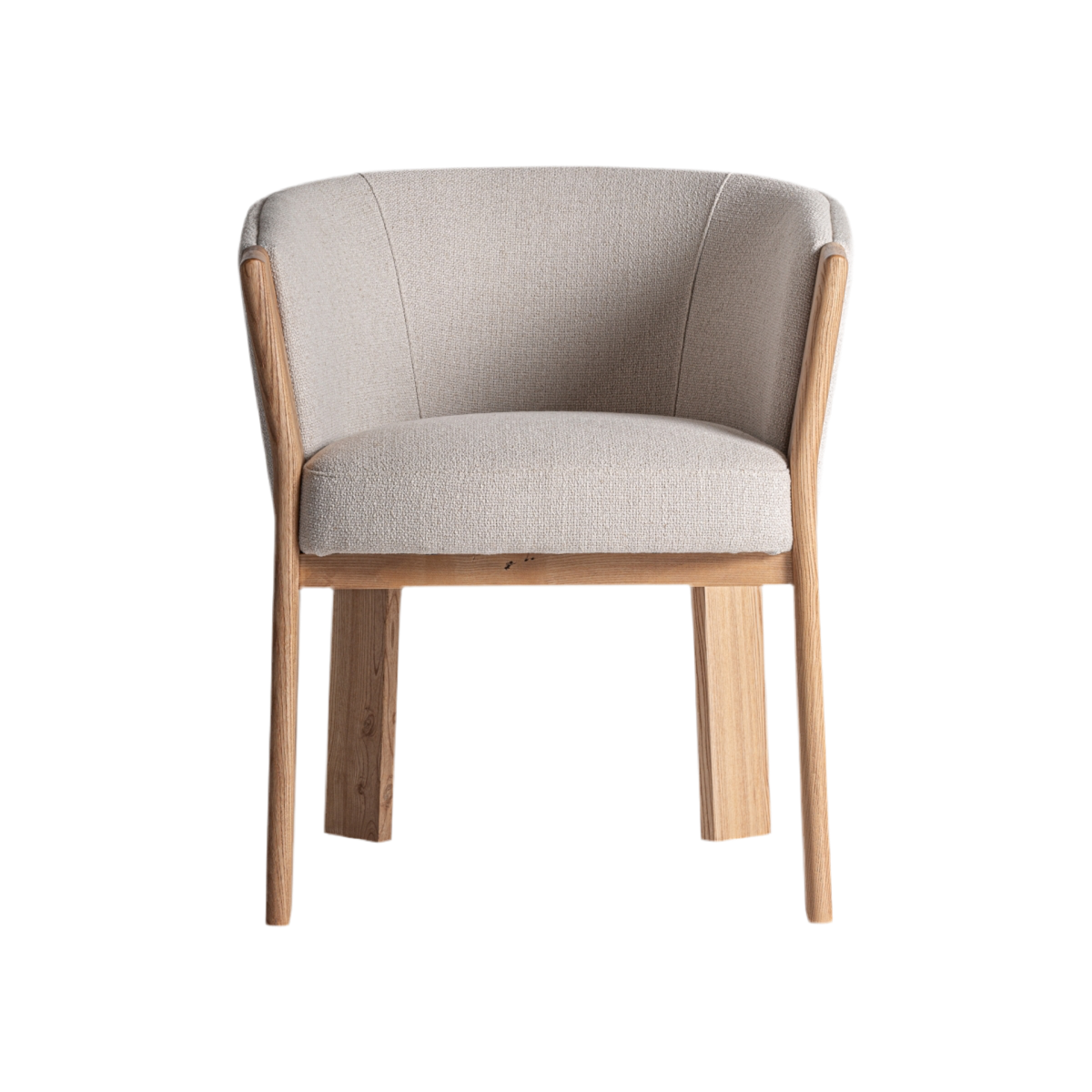 Silla tapizada con respaldo curvo.