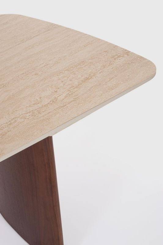Mesa comedor extensible gres porcelánico / nogal 180-260cm