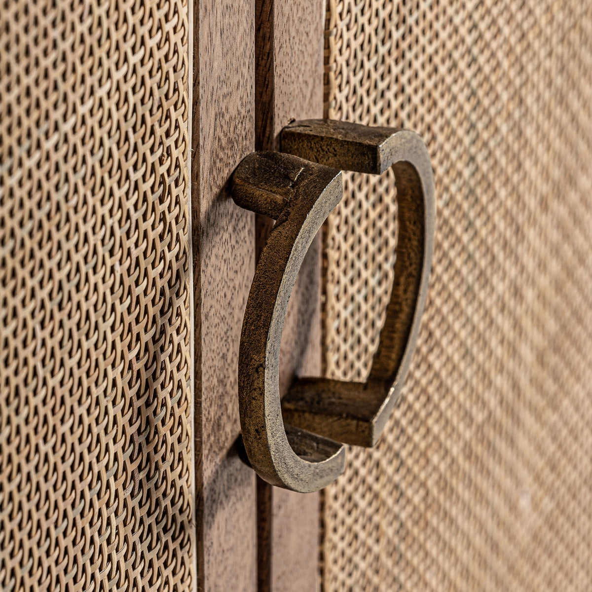 MUEBLE TV MADERA DE MANGO / MIMBRE