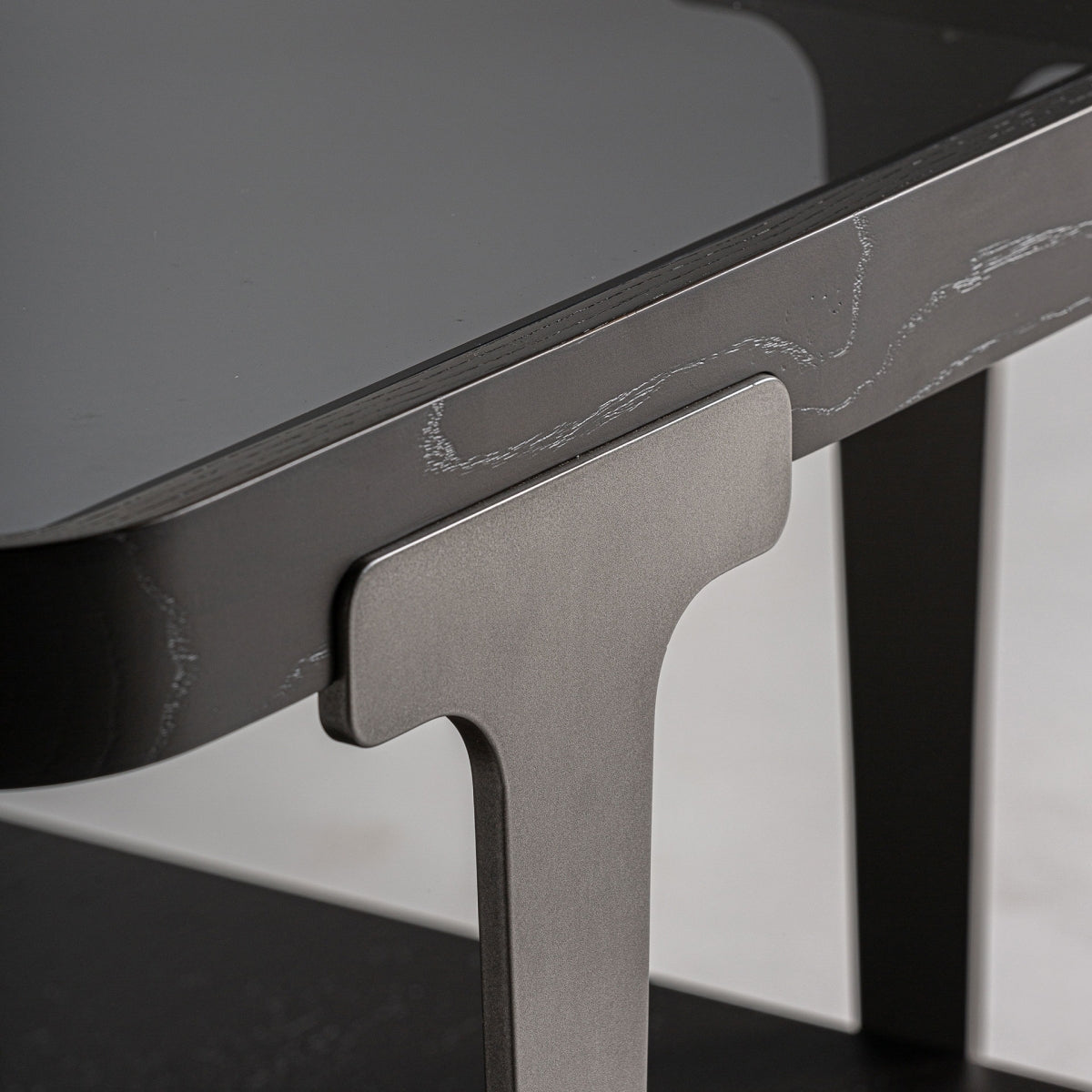 MESA AUXILIAR MADERA DE FRESNO / CRISTAL