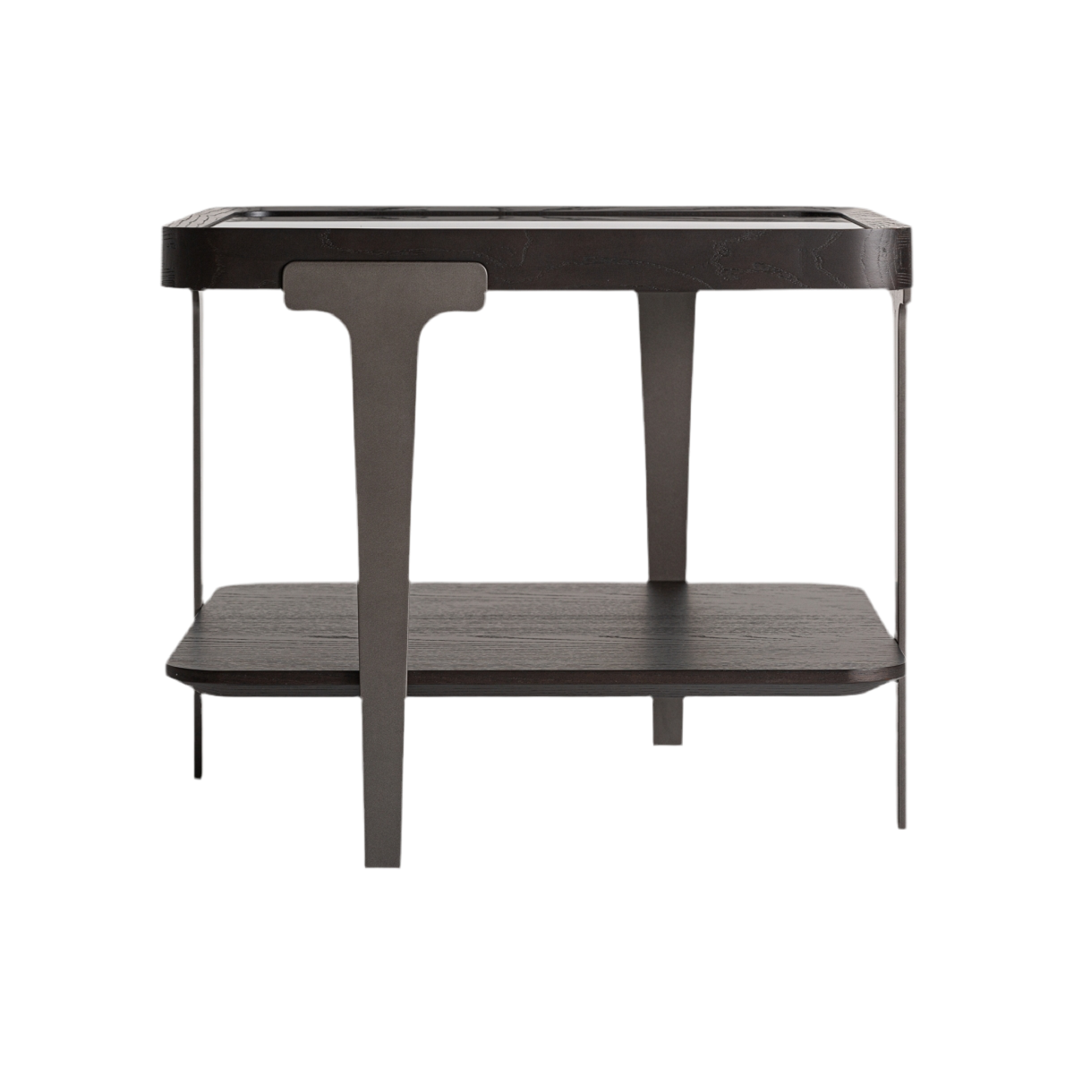 MESA AUXILIAR MADERA DE FRESNO / CRISTAL