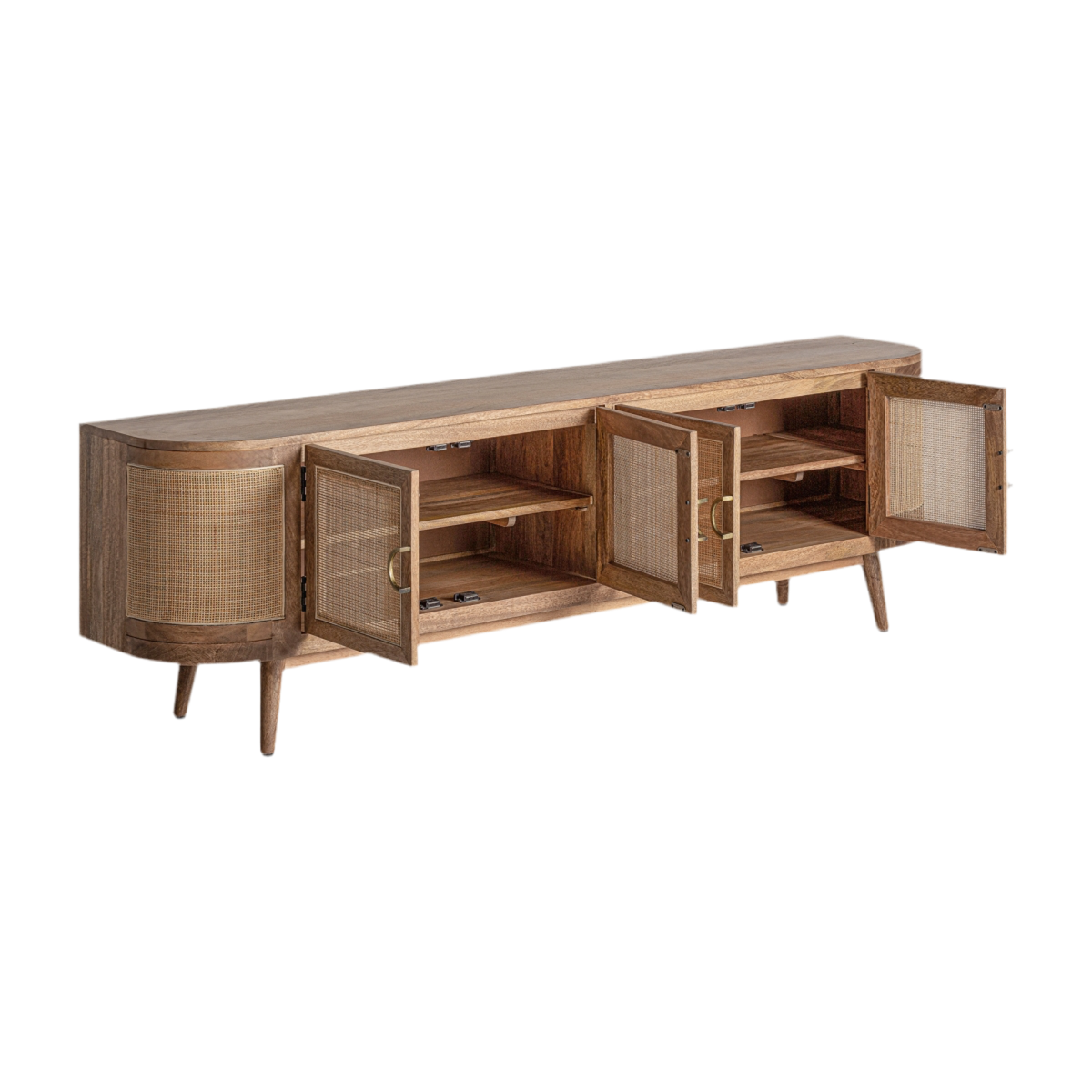 MUEBLE TV MADERA DE MANGO / MIMBRE