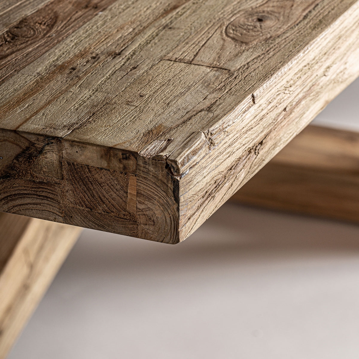 MESA COMEDOR PIEZA ÚNICA MADERA TEca RESTAURADA 400CM.