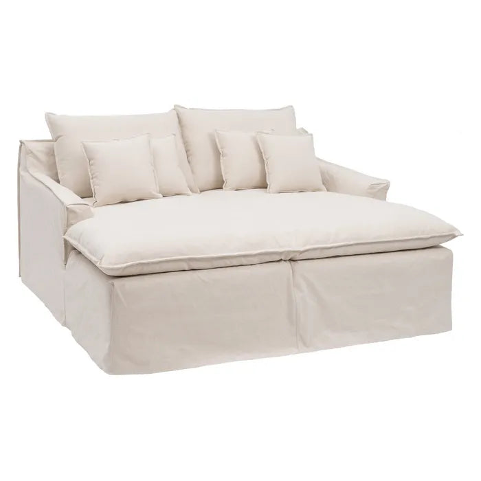 SOFÁ CHAISE LONGUE BEIGE TEJIDO SALÓN 190 X 165 X 95 CM