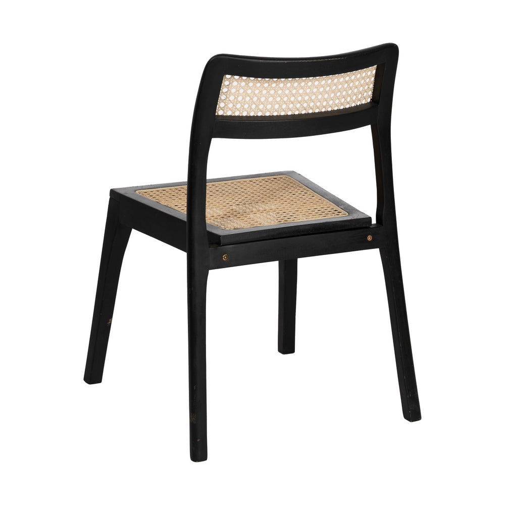 Silla de Madera Negra y Ratán Natural