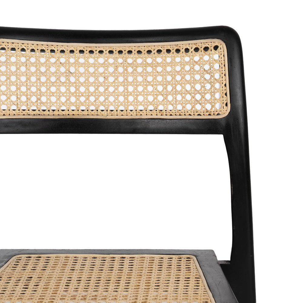 Silla de Madera Negra y Ratán Natural