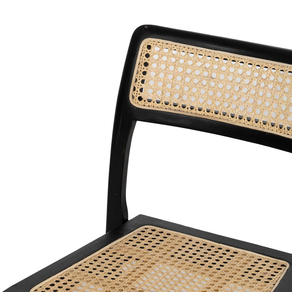 Silla de Madera Negra y Ratán Natural