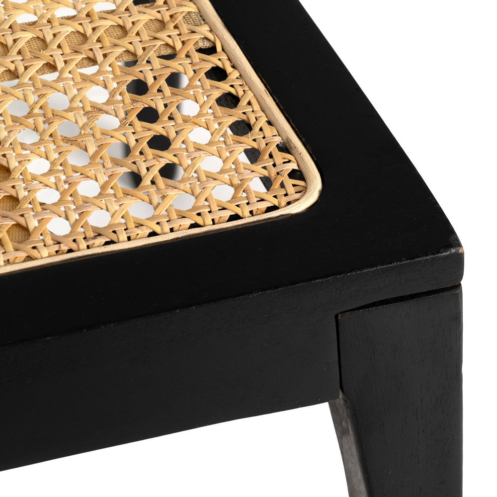 Silla de Madera Negra y Ratán Natural
