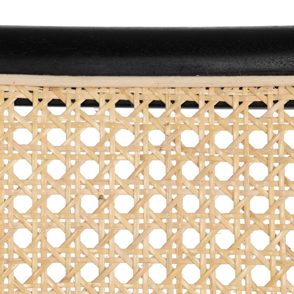 Silla de Madera Negra y Ratán Natural