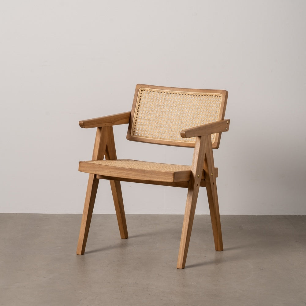 Silla de Teca Natural y Ratán