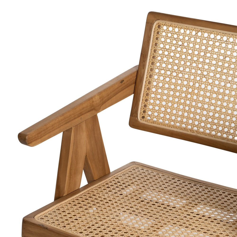 Silla de Teca Natural y Ratán