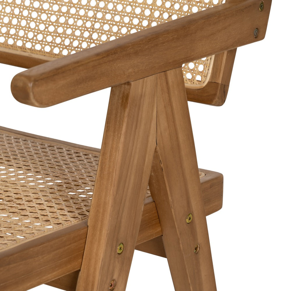 Silla de Teca Natural y Ratán