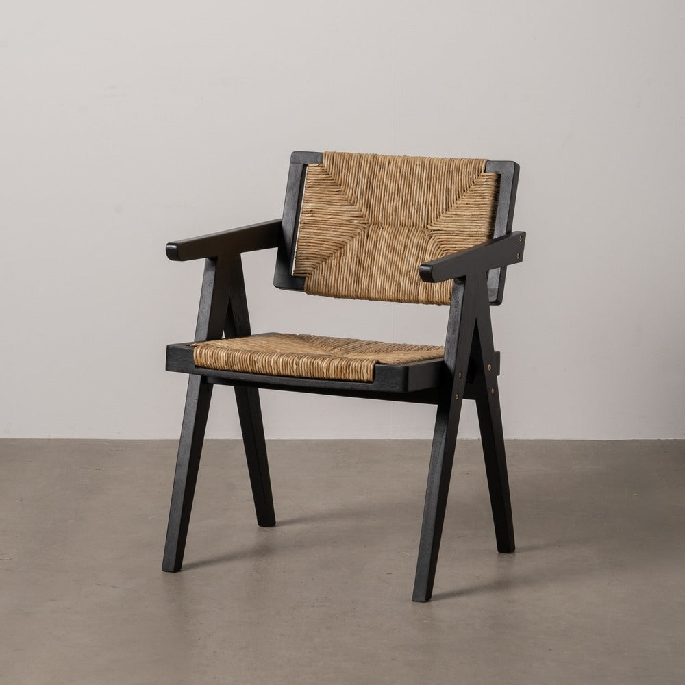 Silla de Teca Negra y Asiento de Pandano Natural