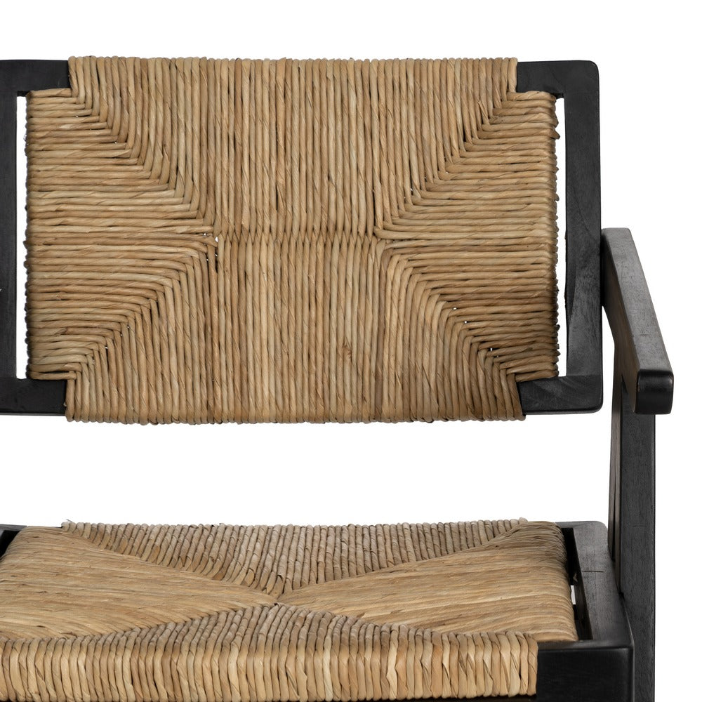Silla de Teca Negra y Asiento de Pandano Natural