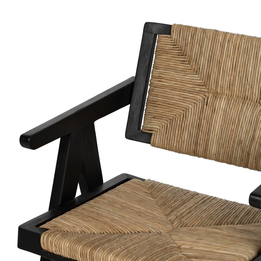 Silla de Teca Negra y Asiento de Pandano Natural