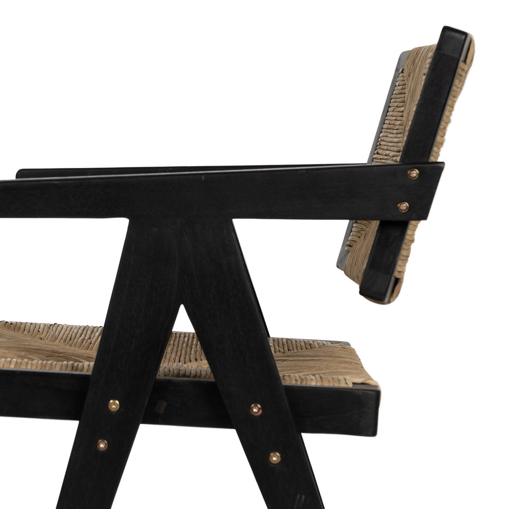 Silla de Teca Negra y Asiento de Pandano Natural