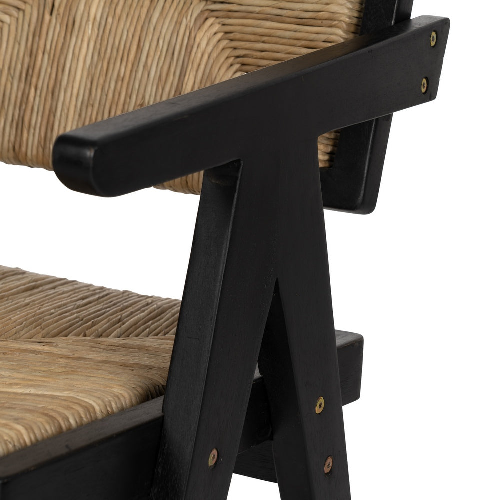 Silla de Teca Negra y Asiento de Pandano Natural