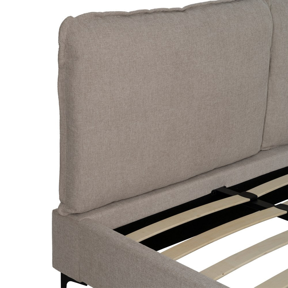 CAMA CON CABECERO BEIGE