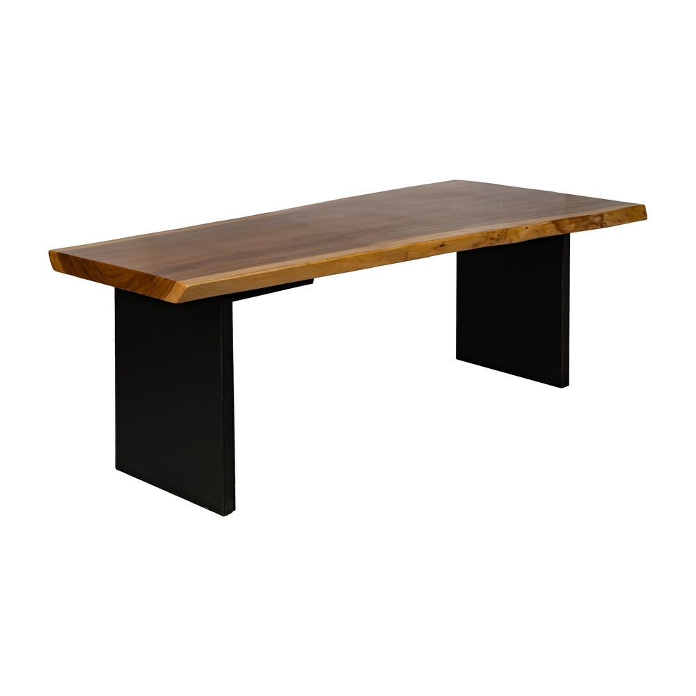 Mesa de comedor de madera de suar natural y patas de hierro