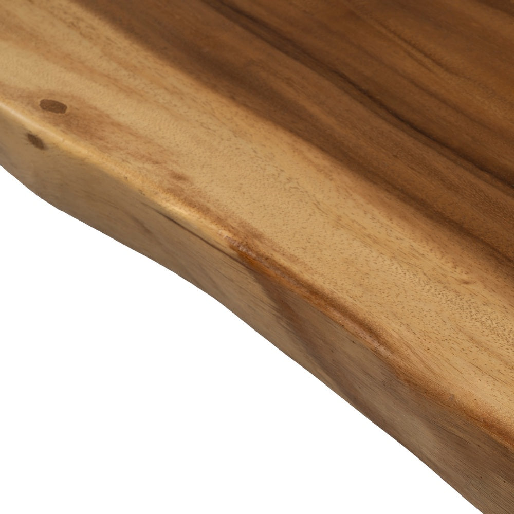Mesa de comedor de madera de suar natural y patas de hierro
