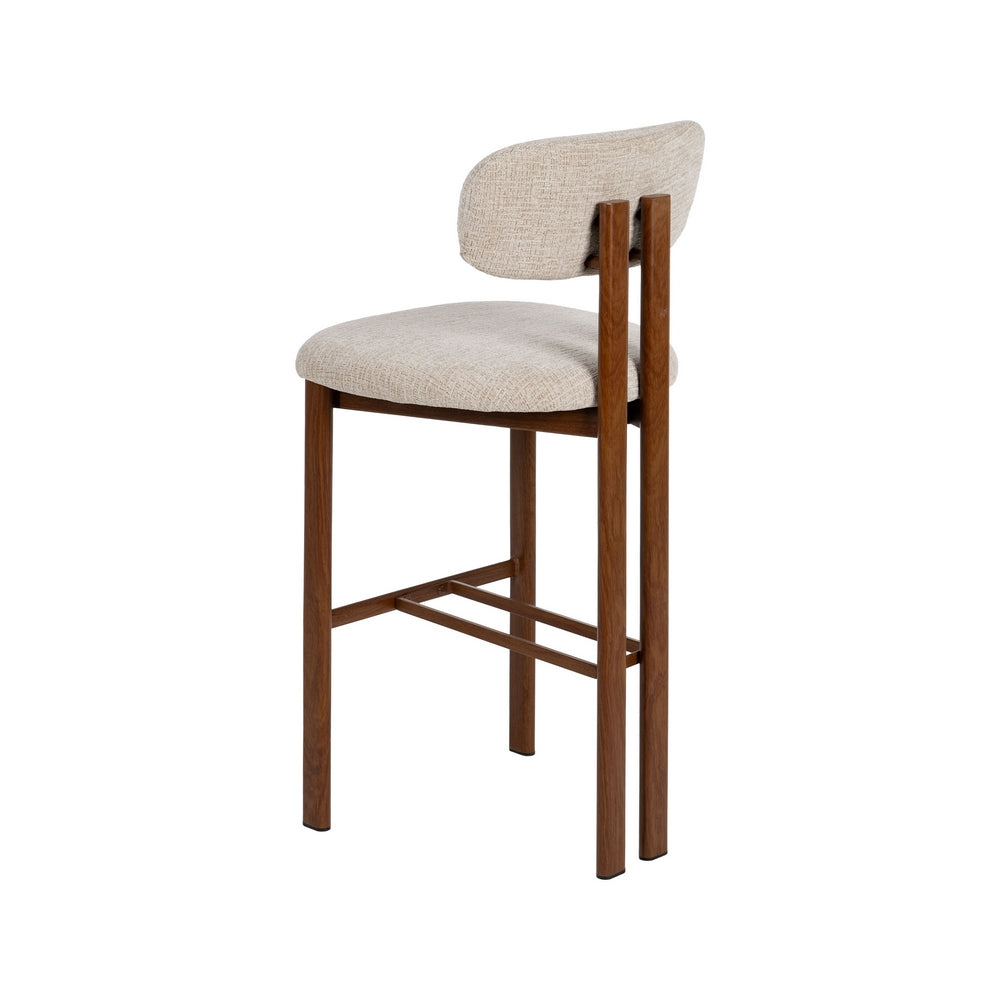 Taburete alto beige en tejido y metal – 75 cm