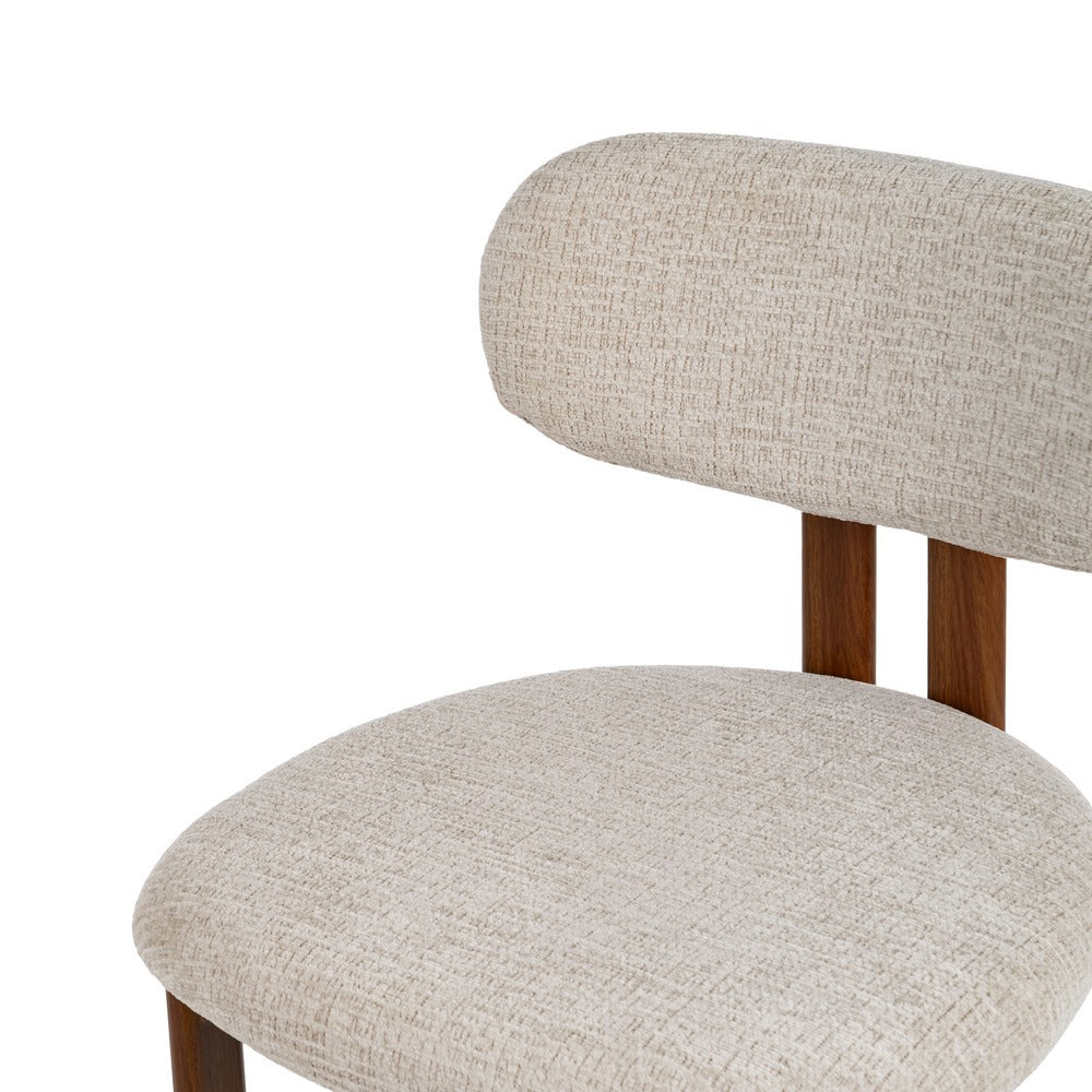 Taburete alto beige en tejido y metal – 75 cm