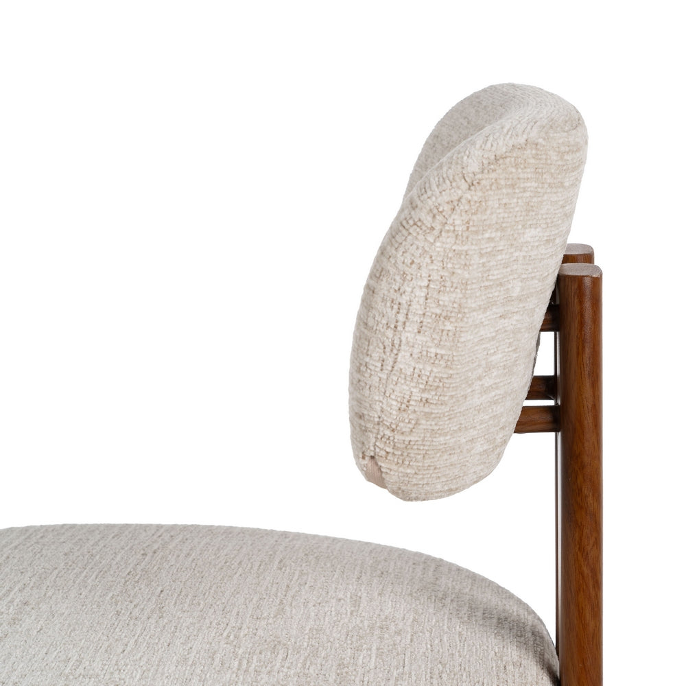 Taburete alto beige en tejido y metal – 75 cm