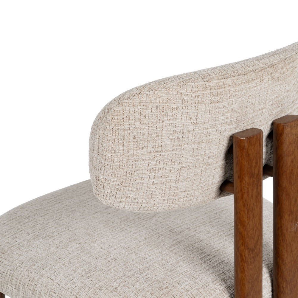 Taburete alto beige en tejido y metal – 75 cm