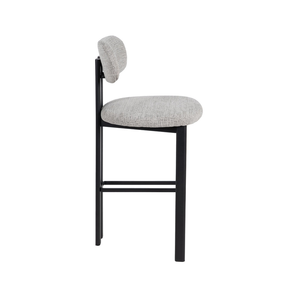 Taburete Alto en Metal y Tejido Gris