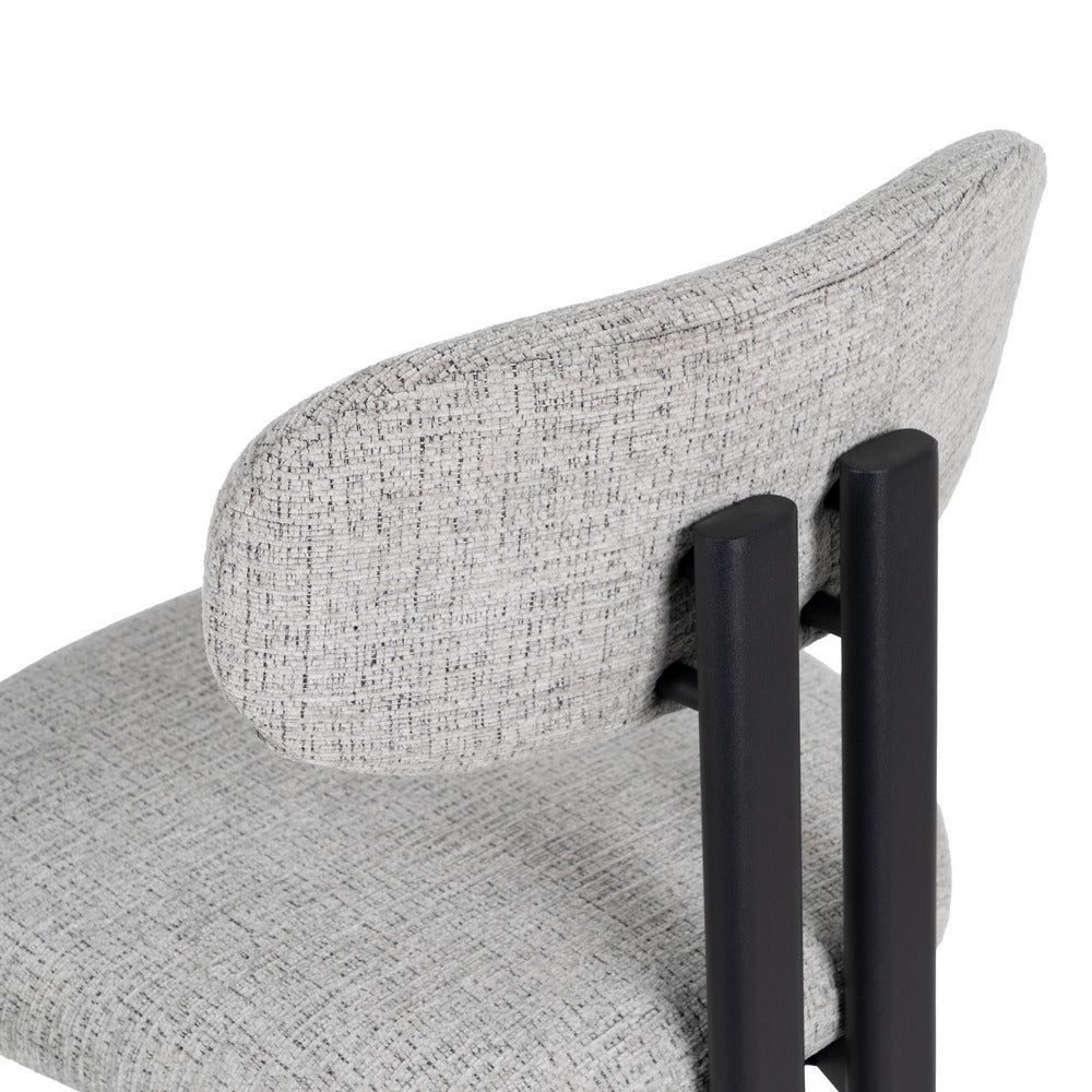 Taburete Alto en Metal y Tejido Gris