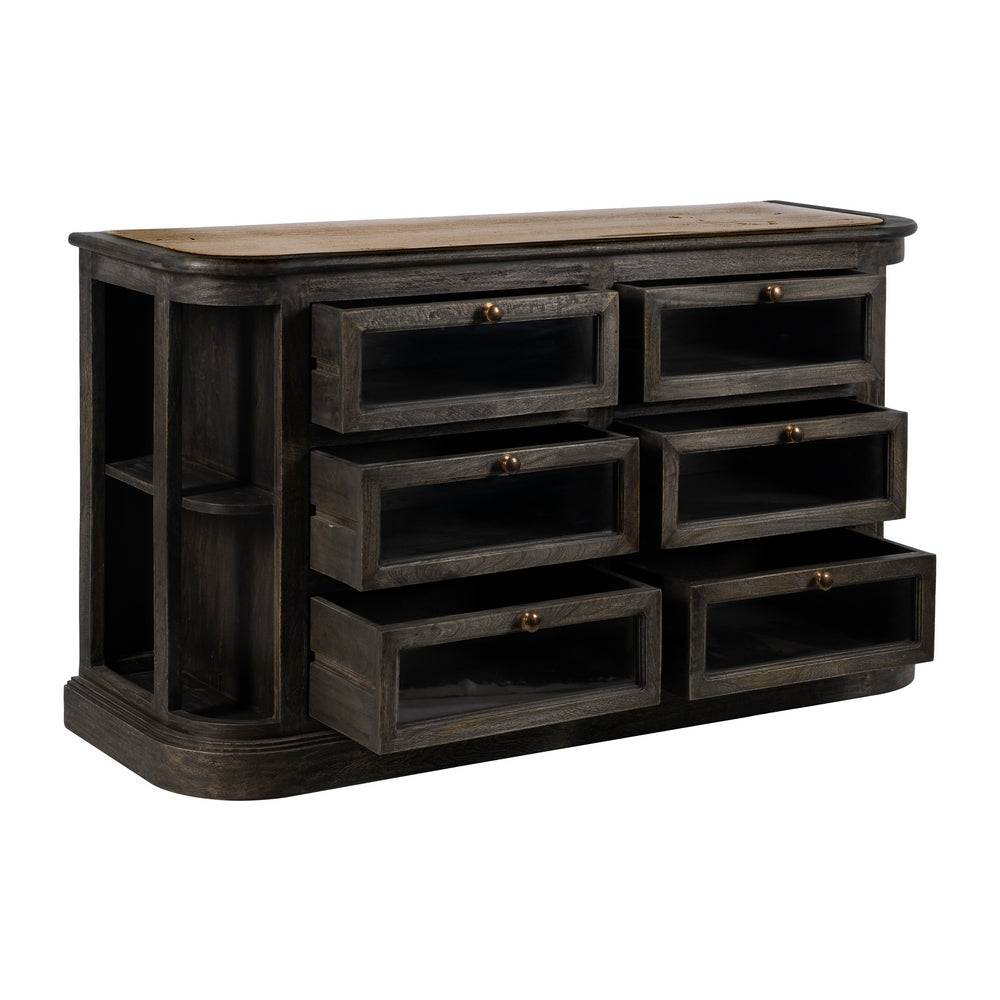 Aparador de cocina en madera de mango y mármol – 155 cm