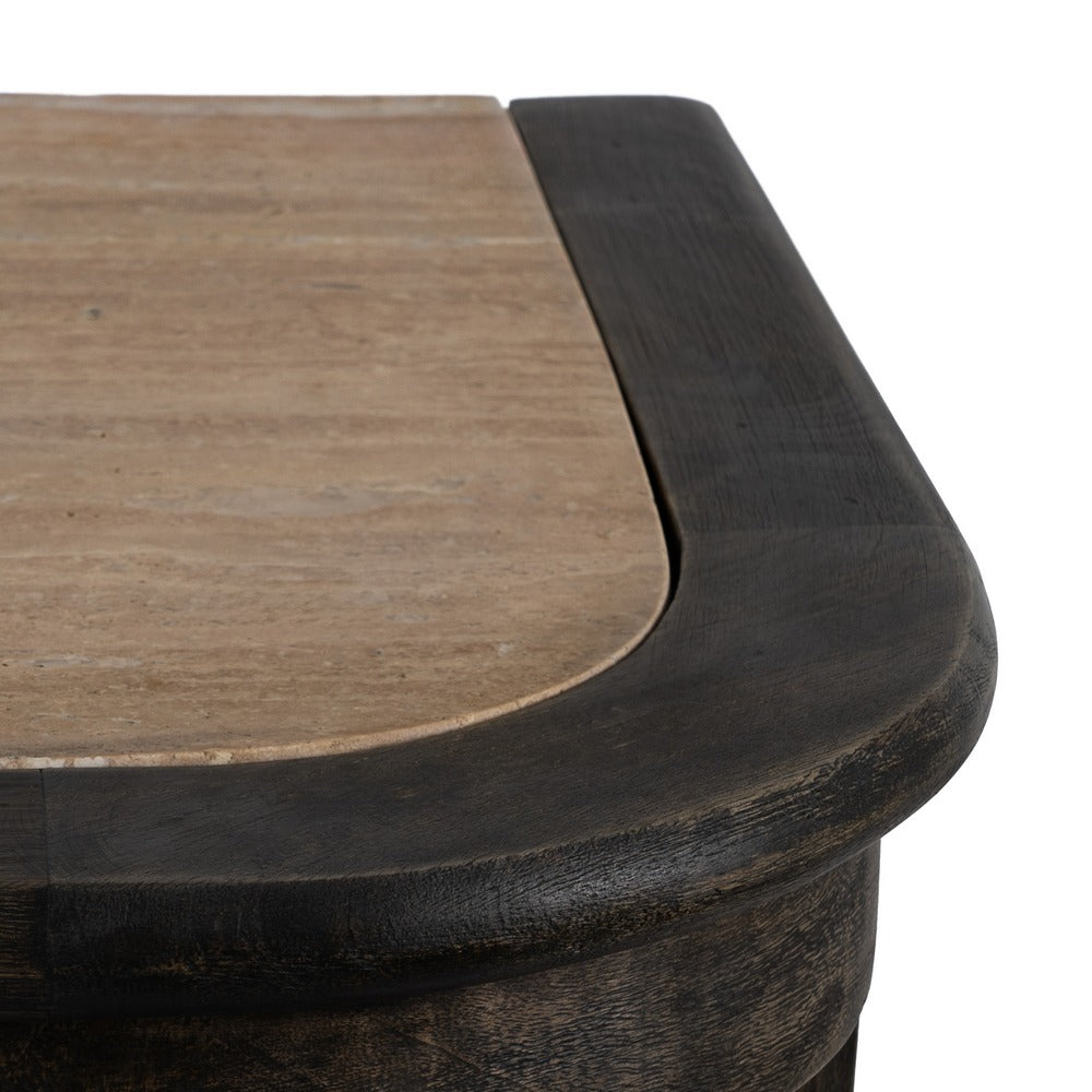 Aparador de cocina en madera de mango y mármol – 155 cm