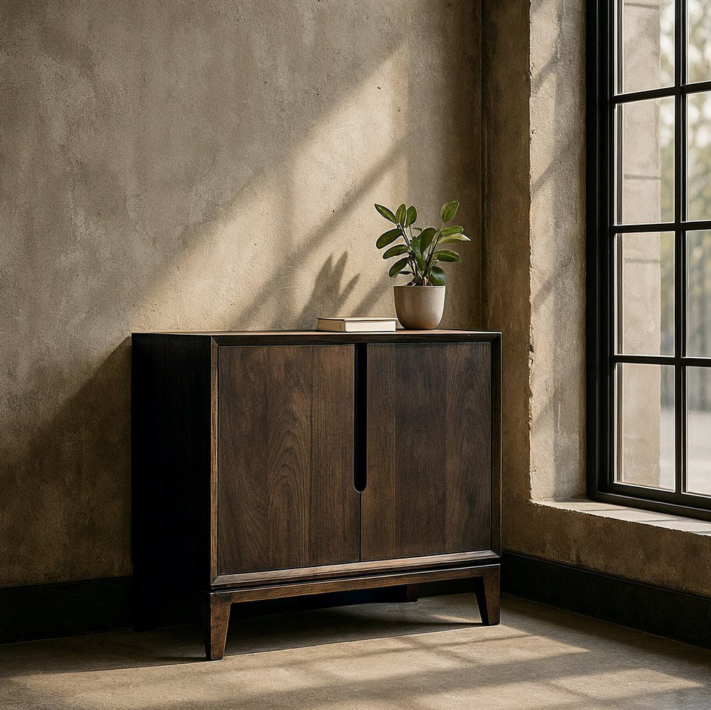 Mueble recibidor de madera de mango marrón – 100 cm