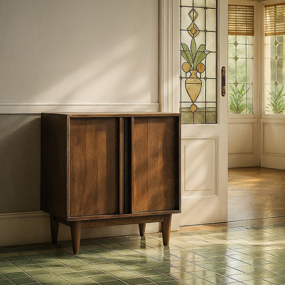 Mueble recibidor de madera de mango marrón – 90 cm