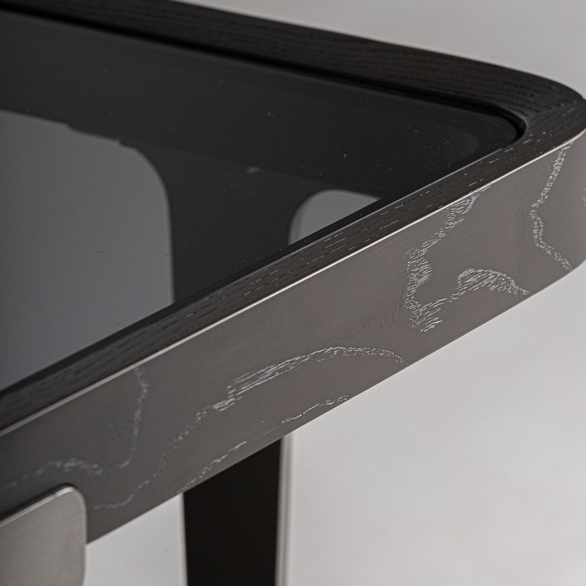 MESA AUXILIAR MADERA DE FRESNO / CRISTAL