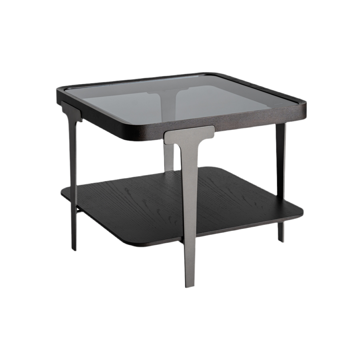 MESA AUXILIAR MADERA DE FRESNO / CRISTAL